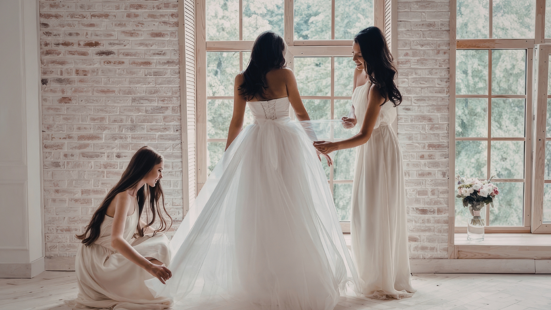 En exklusiv haute couture brudklänning med handgjorda spetsdetaljer i en lyxig bröllopsbutik i Stockholm - Nordic Luxury Guide - Din exklusiva guide till lyxbröllop och premiumsmycken
